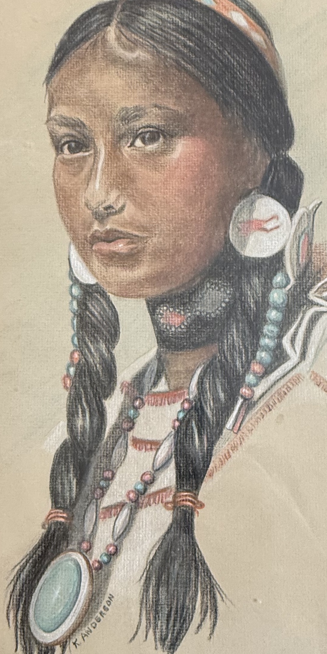 Indian Woman, Colored pencil on paper
