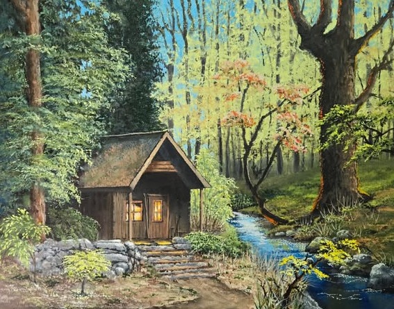 Cabin in the Woods, Oil on canvas